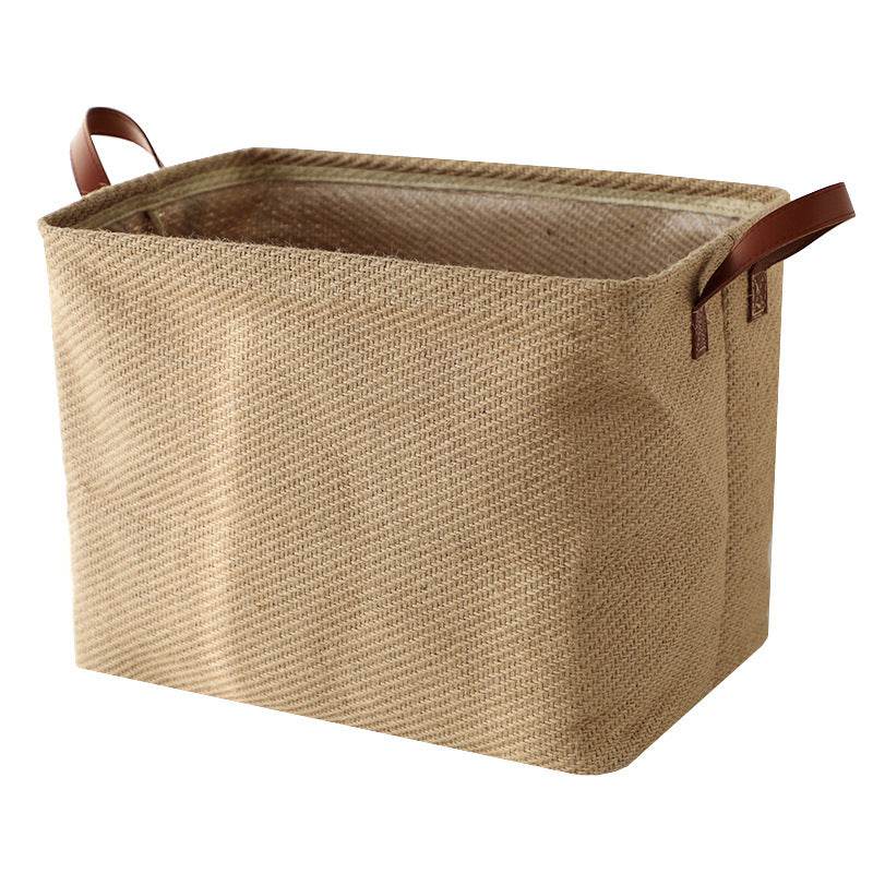 Storage Basket Jute Fabric Foldable Storage Box - Mubimart