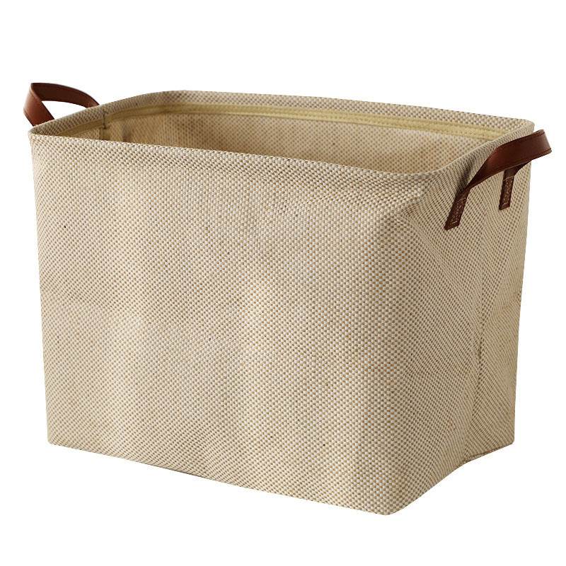 Storage Basket Jute Fabric Foldable Storage Box - Mubimart