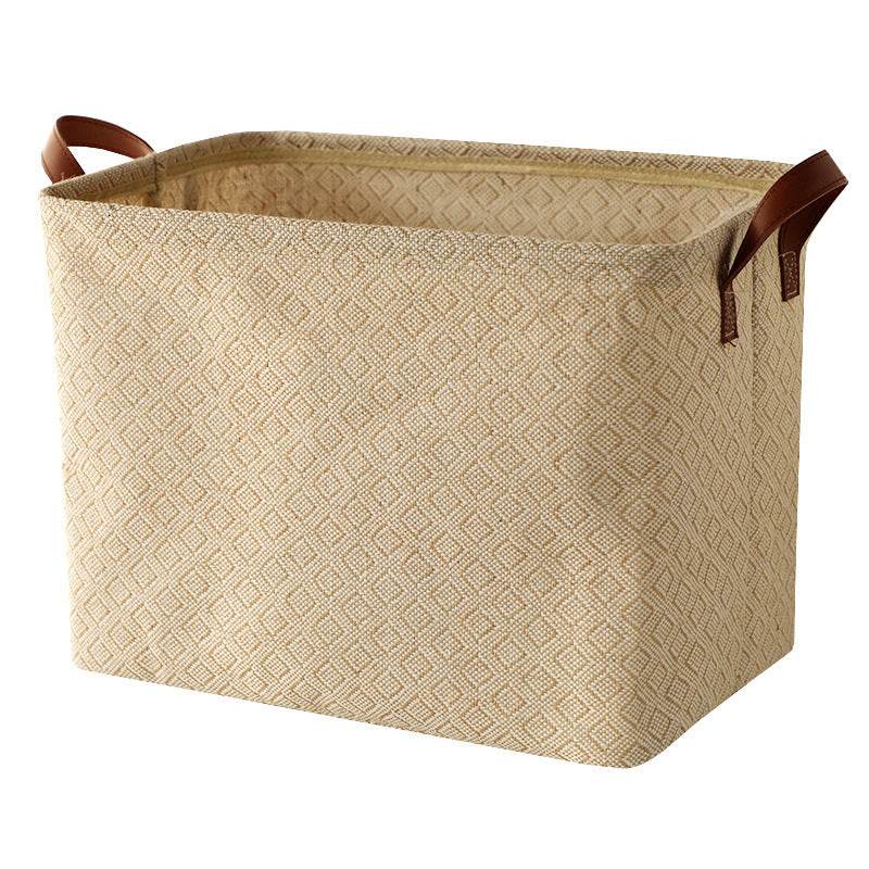 Storage Basket Jute Fabric Foldable Storage Box - Mubimart
