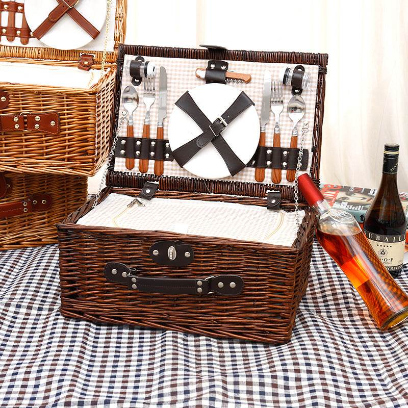 Storage Basket Rattan Wicker Picnic Basket Vegetable Basket - Mubimart
