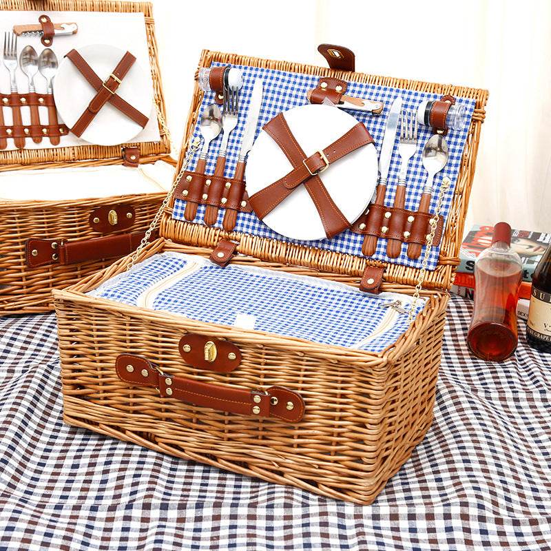 Storage Basket Rattan Wicker Picnic Basket Vegetable Basket - Mubimart