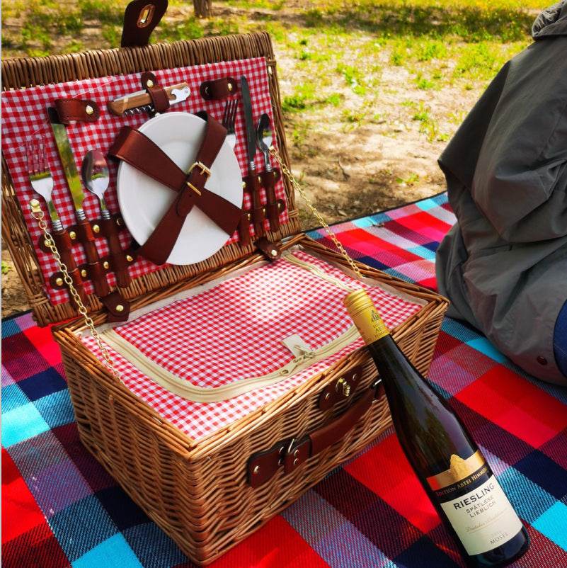 Storage Basket Rattan Wicker Picnic Basket Vegetable Basket - Mubimart