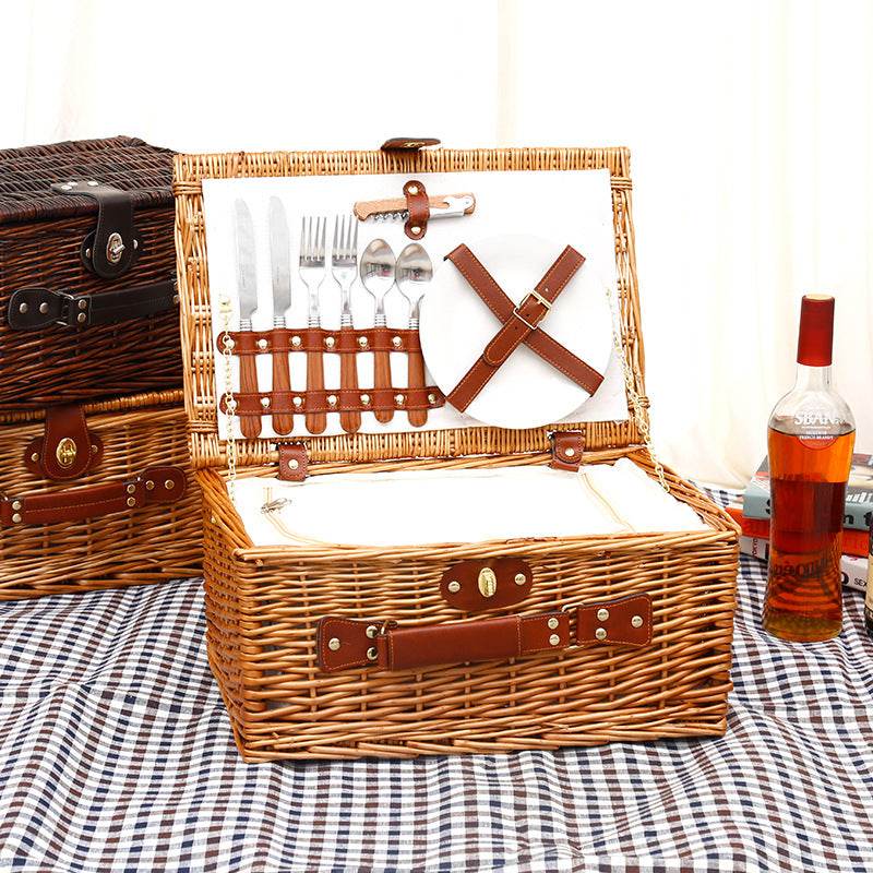 Storage Basket Rattan Wicker Picnic Basket Vegetable Basket - Mubimart