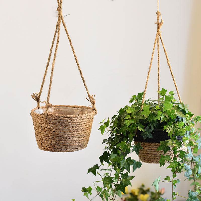 Straw Hanging Baskets, Flower Baskets, Woven Flower Pots, Rattan Baskets, Chlorophytum Potted Plants, Flower Baskets, Flower Pots, Bamboo Baskets, Flower Baskets - Mubimart