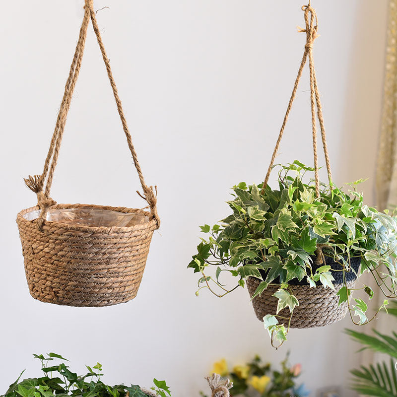 Straw Hanging Baskets, Flower Baskets, Woven Flower Pots, Rattan Baskets, Chlorophytum Potted Plants, Flower Baskets, Flower Pots, Bamboo Baskets, Flower Baskets - Mubimart -  