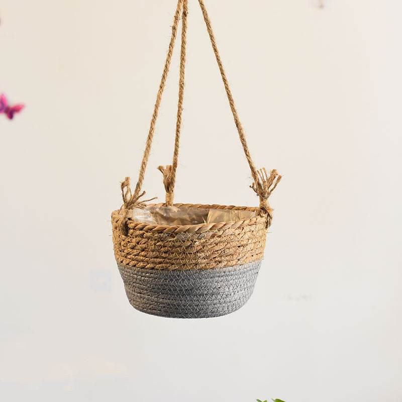 Straw Hanging Baskets, Flower Baskets, Woven Flower Pots, Rattan Baskets, Chlorophytum Potted Plants, Flower Baskets, Flower Pots, Bamboo Baskets, Flower Baskets - Mubimart