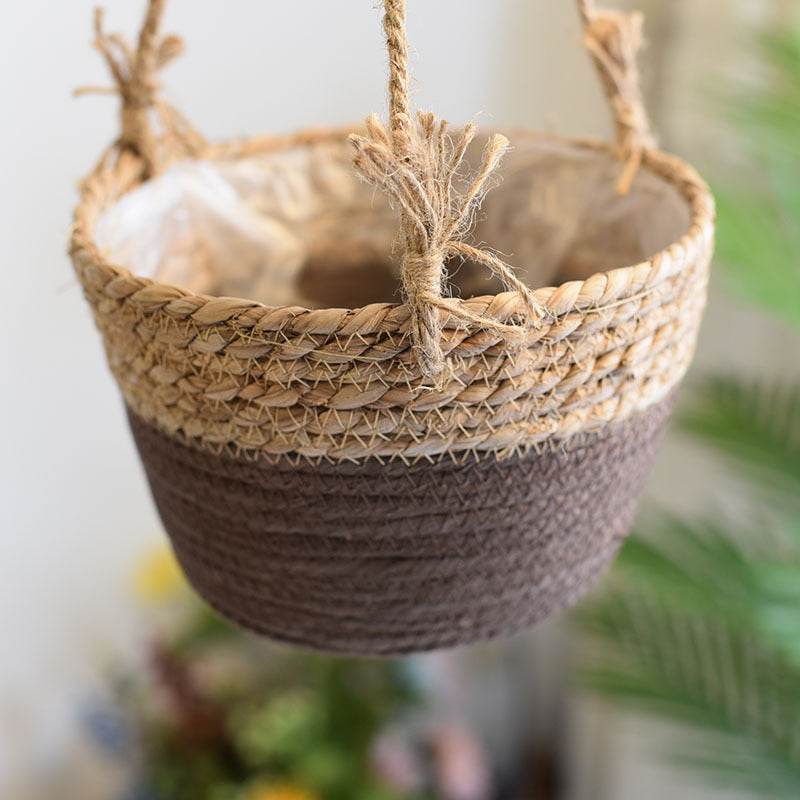 Straw Hanging Baskets, Flower Baskets, Woven Flower Pots, Rattan Baskets, Chlorophytum Potted Plants, Flower Baskets, Flower Pots, Bamboo Baskets, Flower Baskets - Mubimart