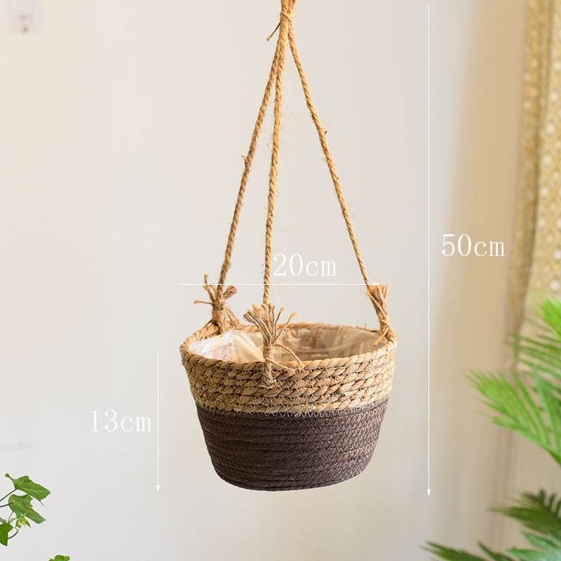 Straw Hanging Baskets, Flower Baskets, Woven Flower Pots, Rattan Baskets, Chlorophytum Potted Plants, Flower Baskets, Flower Pots, Bamboo Baskets, Flower Baskets - Mubimart