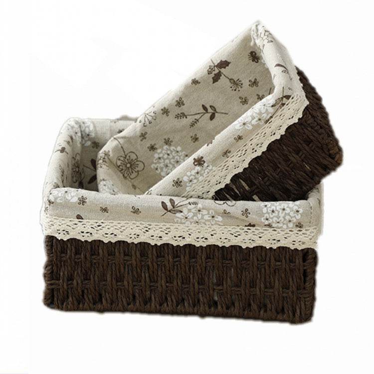 Straw Storage Basket Toy Snack Sundries Storage Box - Mubimart