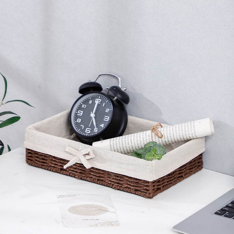 Straw Storage Basket Toy Snack Sundries Storage Box - Mubimart