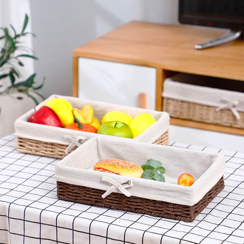 Straw Storage Basket Toy Snack Sundries Storage Box - Mubimart