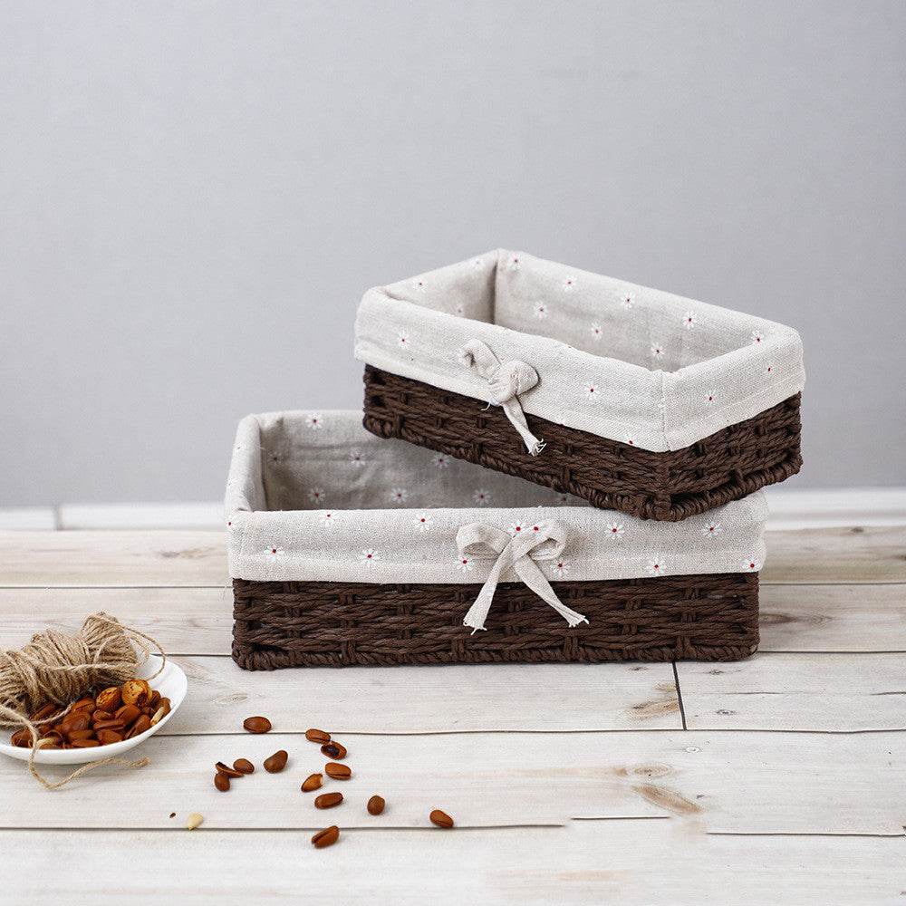 Straw Storage Basket Toy Snack Sundries Storage Box - Mubimart