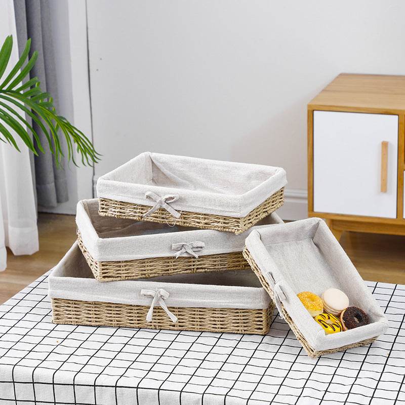 Straw Storage Basket Toy Snack Sundries Storage Box - Mubimart