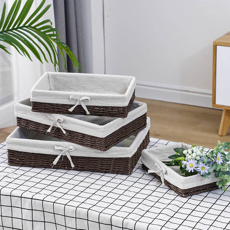 Straw Storage Basket Toy Snack Sundries Storage Box - Mubimart