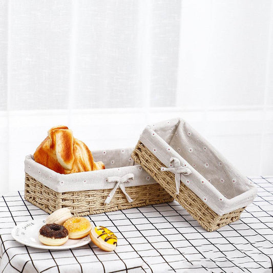 Straw Storage Basket Toy Snack Sundries Storage Box - Mubimart