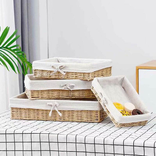 Straw Storage Basket Toy Snack Sundries Storage Box - Mubimart