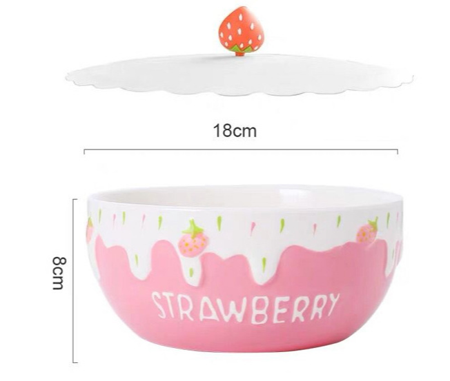 Strawberry Bowl Ceramic Home Breakfast Bowl Creative Instant Noodle Bowl - Mubimart -  