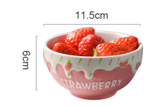 Strawberry Bowl Ceramic Home Breakfast Bowl Creative Instant Noodle Bowl - Mubimart -  