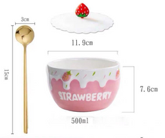 Strawberry Bowl Ceramic Home Breakfast Bowl Creative Instant Noodle Bowl - Mubimart -  