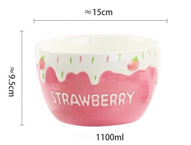 Strawberry Bowl Ceramic Home Breakfast Bowl Creative Instant Noodle Bowl - Mubimart -  