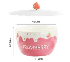 Strawberry Bowl Ceramic Home Breakfast Bowl Creative Instant Noodle Bowl - Mubimart -  