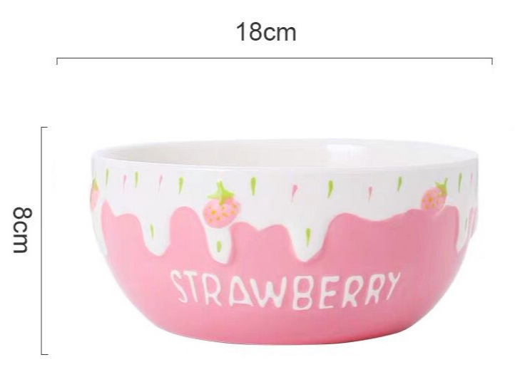 Strawberry Bowl Ceramic Home Breakfast Bowl Creative Instant Noodle Bowl - Mubimart -  