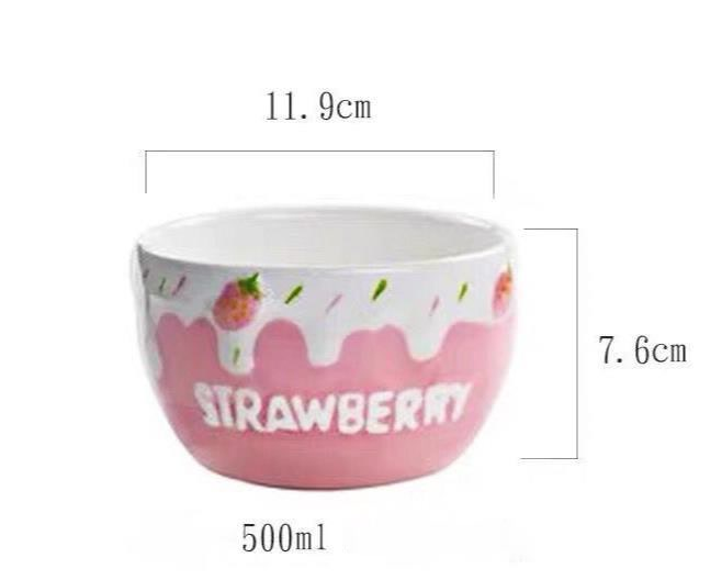 Strawberry Bowl Ceramic Home Breakfast Bowl Creative Instant Noodle Bowl - Mubimart -  