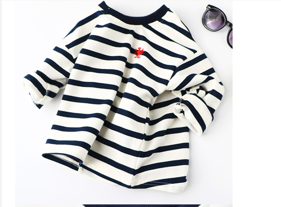 Striped Black And White Pullover Children's Long-sleeved Sweater - Mubimart -  