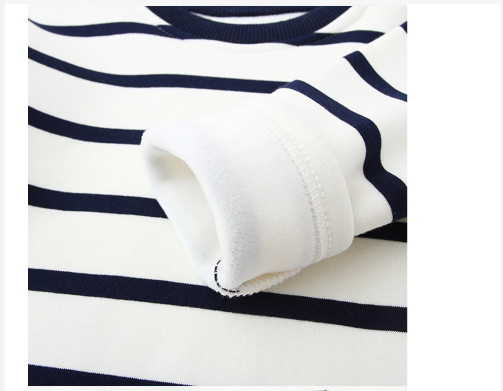 Striped Black And White Pullover Children's Long-sleeved Sweater - Mubimart -  