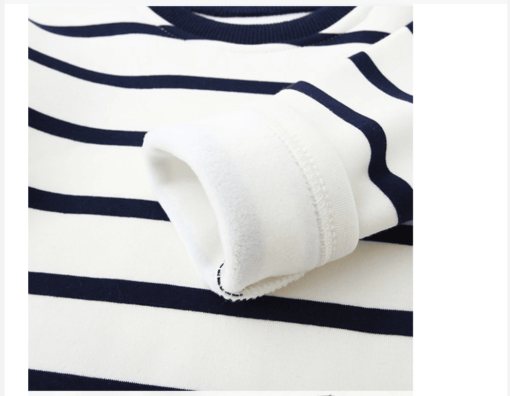 Striped Black And White Pullover Children's Long-sleeved Sweater - Mubimart
