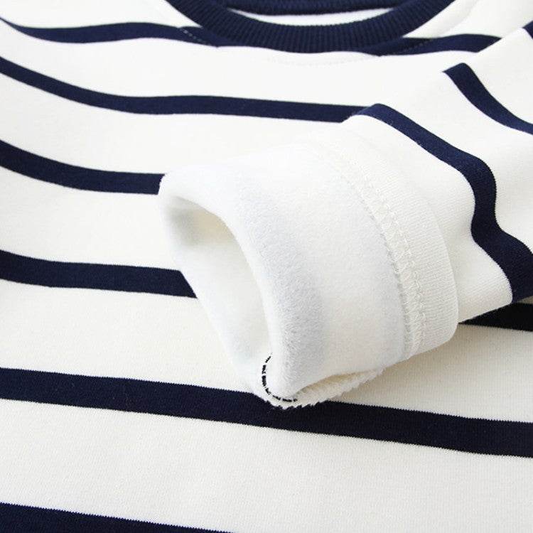 Striped Black And White Pullover Children's Long-sleeved Sweater - Mubimart