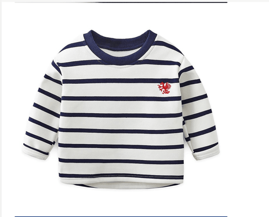 Striped Black And White Pullover Children's Long-sleeved Sweater - Mubimart