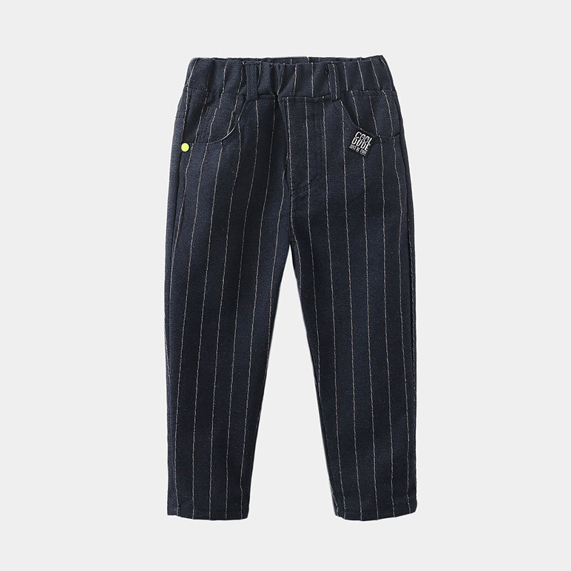 Striped Trousers Boys Kids Kids Elastic Waist Casual Pants - Mubimart -  