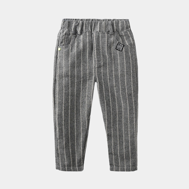 Striped Trousers Boys Kids Kids Elastic Waist Casual Pants - Mubimart - Boys Jenes 