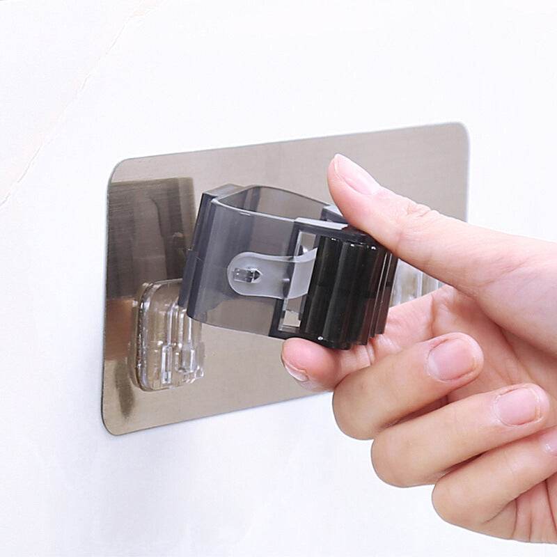 Strong Traceless Mop Rack Mop Hook Home Kitchen Bathroom Punch Free Broom Rack Bathroom Mop Clip - Mubimart