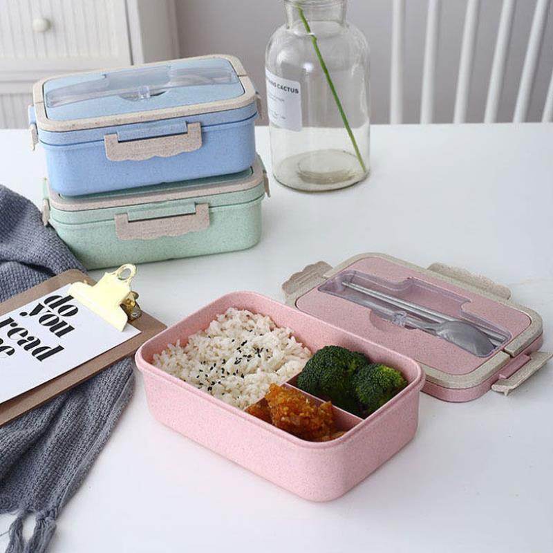 Student Lunch Box Three Grid Plastic Lunch Box Lunch Box - Mubimart