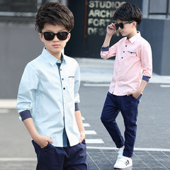 Student Spring And Autumn Trendy Fan Lapel Polka Dot Shirt - Mubimart - Boys T-shirt 