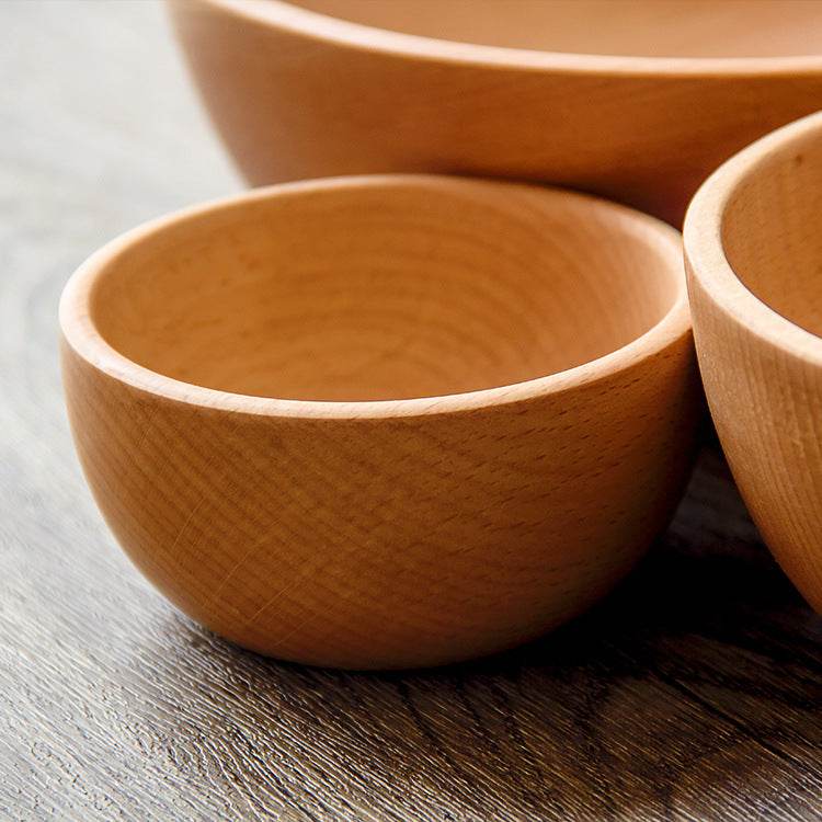 Stylish Salad Fruit Serving Wooden Soup Bowl Tableware - Mubimart