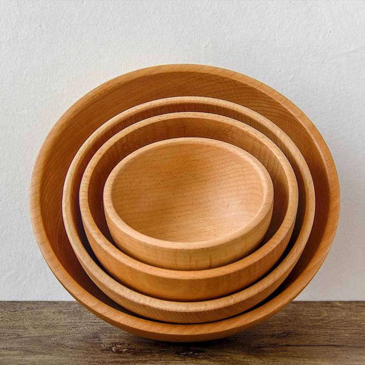 Stylish Salad Fruit Serving Wooden Soup Bowl Tableware - Mubimart