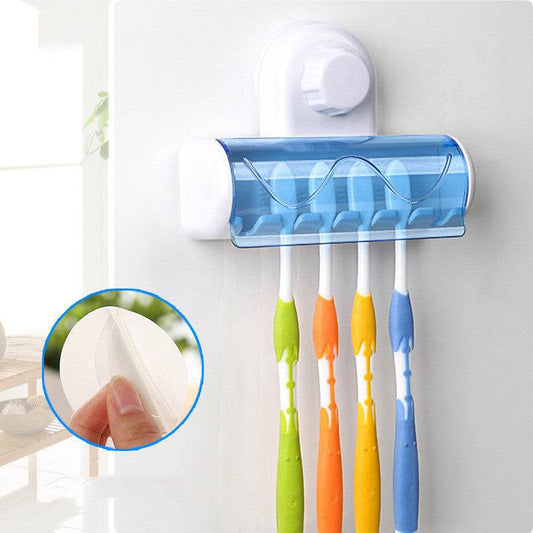 Suction-cup Bathroom Toothbrush Holder Set Adsorption Creative Six-suction Toothbrush Holder - Mubimart