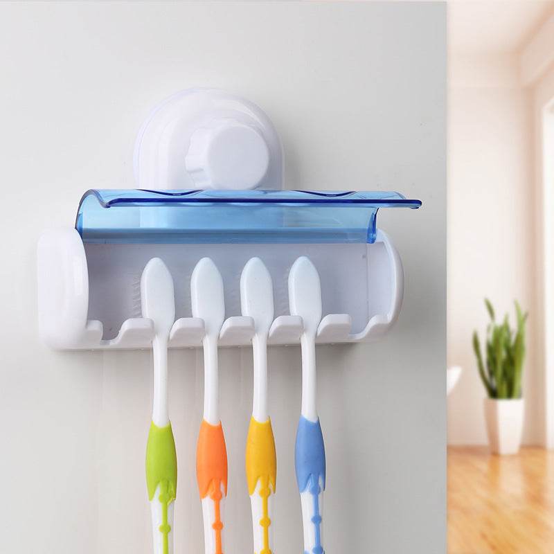 Suction-cup Bathroom Toothbrush Holder Set Adsorption Creative Six-suction Toothbrush Holder - Mubimart