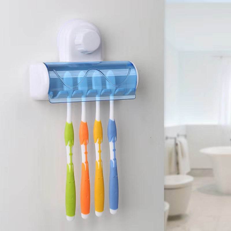 Suction-cup Bathroom Toothbrush Holder Set Adsorption Creative Six-suction Toothbrush Holder - Mubimart