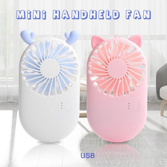 Summer 1pc Cute Portable Mini Fan Handheld USB Chargeable Desktop Fans 3 Mode Adjustable Summer Cooler For Outdoor Travel Office - Mubimart