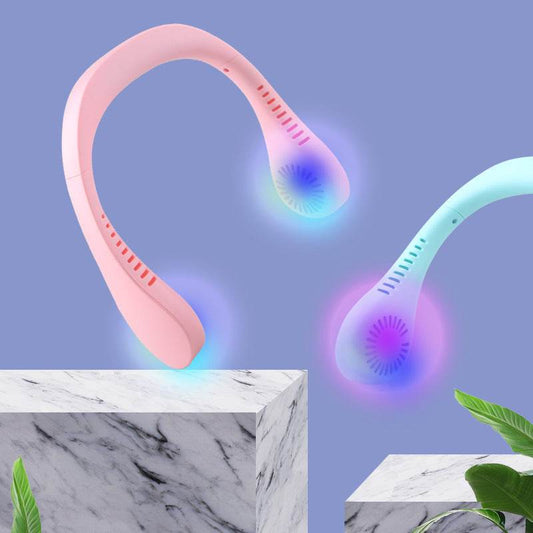 Summer Air Cooling Neck Fan USB Portable Hanging Neck Fan 2 in 1 Air Cooler Mini Electric Air Conditioner - Mubimart