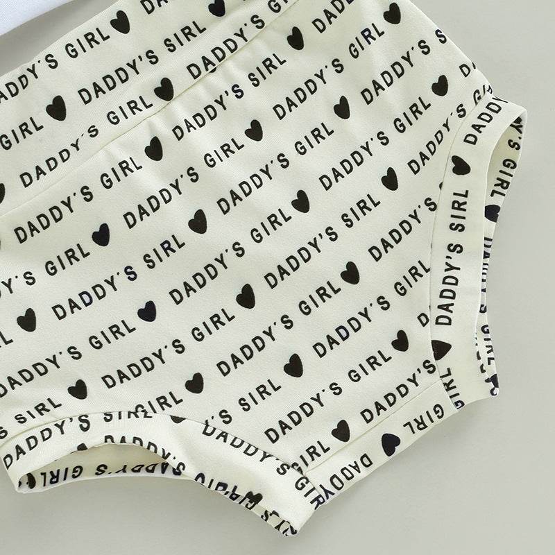 Summer Baby Girl Short Sleeve Adjustable Clothes Pants Hair Accessories Three-piece Set - Mubimart