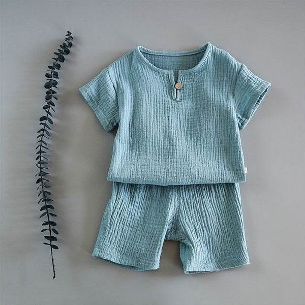 Summer Baby Short Sleeve top Shorts Set for kids boy clothes - Mubimart