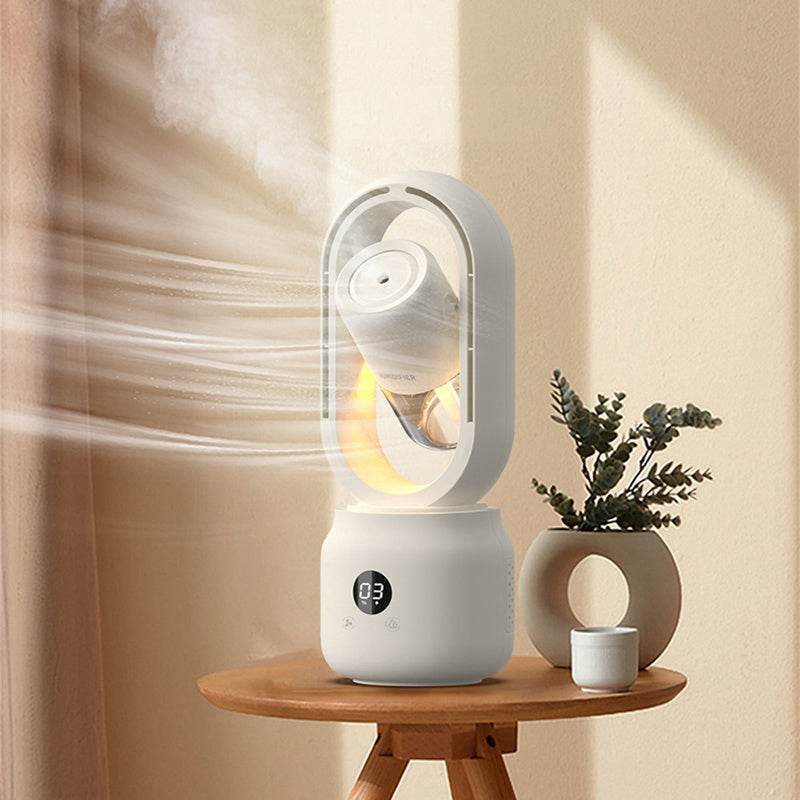 Summer Water Cooled Spray Mist Electric Fan USB Rechargeable Portable Wireless Air Humidifier Bladeless Ventilator Table Fan - Mubimart