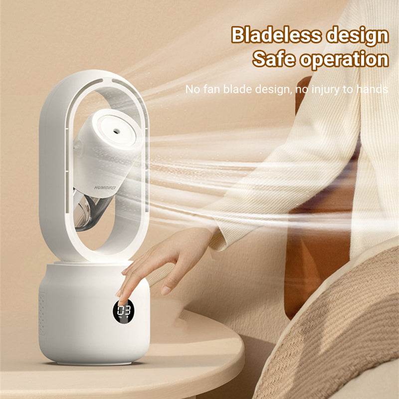 Summer Water Cooled Spray Mist Electric Fan USB Rechargeable Portable Wireless Air Humidifier Bladeless Ventilator Table Fan - Mubimart