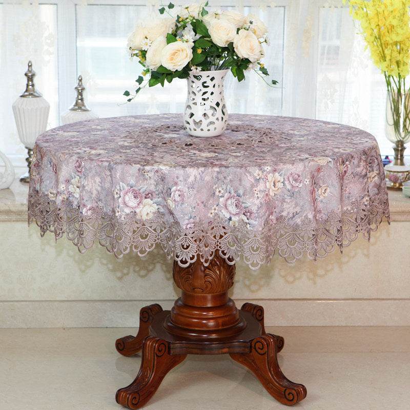Tablecloth Chair Cover Lace Oval Round Tea Table Cloth Tablecloth - Mubimart