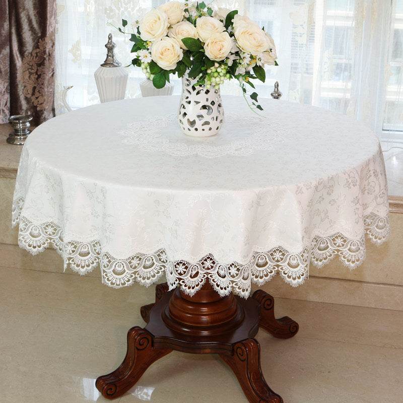 Tablecloth Chair Cover Lace Oval Round Tea Table Cloth Tablecloth - Mubimart